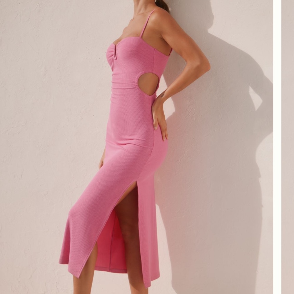 Anthropologie Cameron Pink Cutout Midi Dress NWT Size Medium